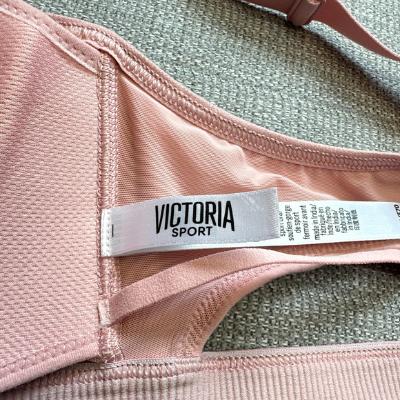 Victorias Sport Pink Front Close Zip Racerback Sports Bra 32DD High Support Gym - Picture 2 of 7